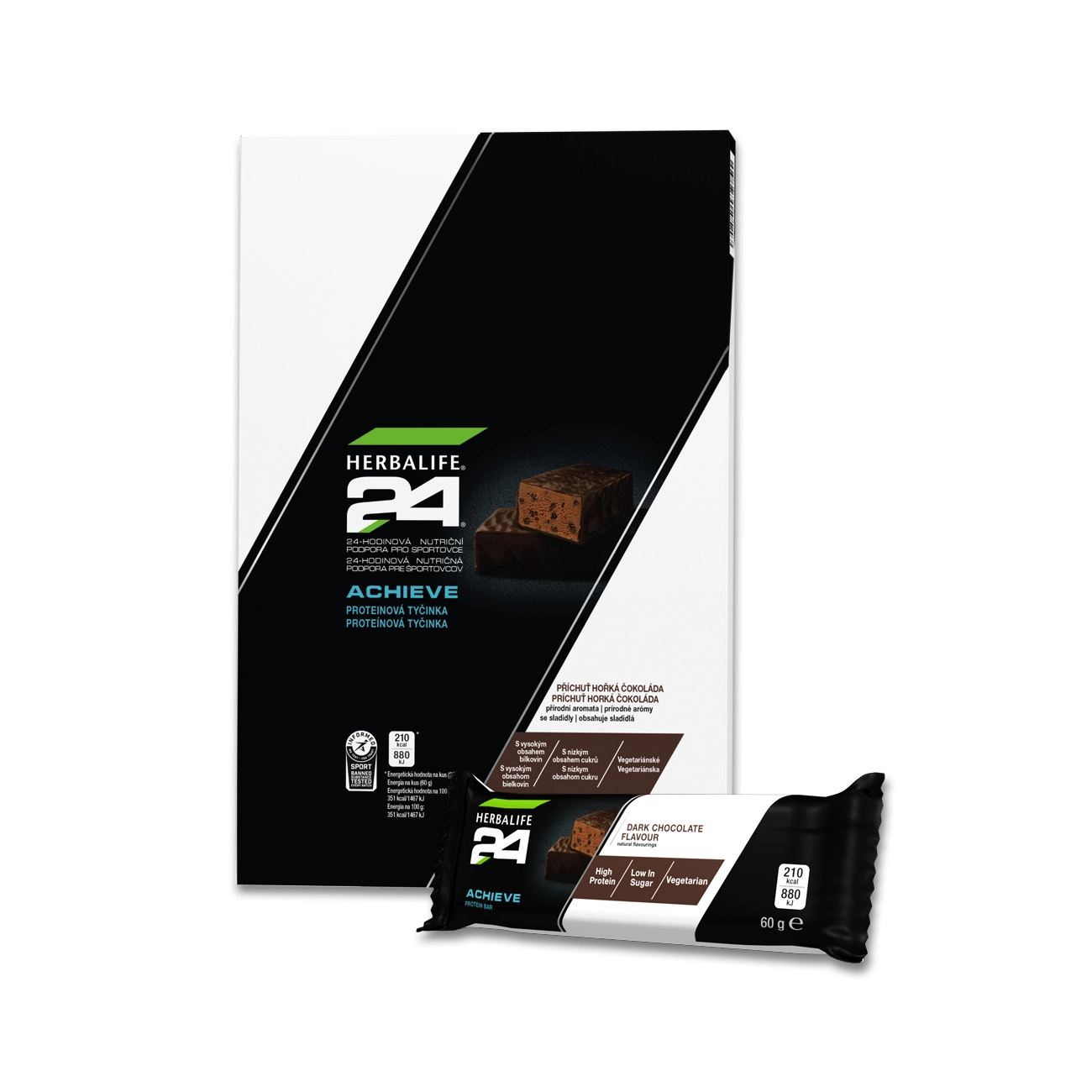 H24 Proteínové tyčinky Achieve s príchuťou horkej čokolády